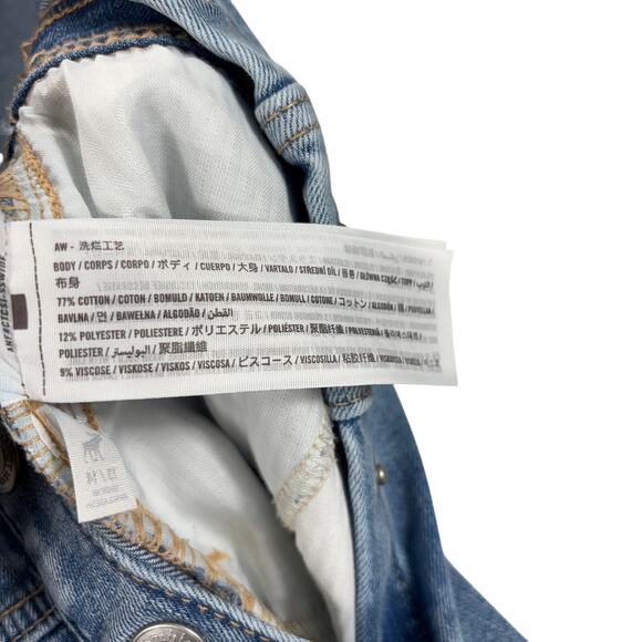 Abercrombie & Fitch Kids Jean Jumpsuit 13/14 Short Sleeve Wide Leg Utility Y2K - Picture 7 of 8